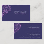 Eleganter dunkelblauer Hintergrund Lila Vintage Sp Visitenkarte (Vorne/Hinten)