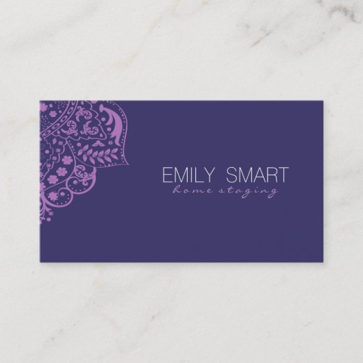 Eleganter dunkelblauer Hintergrund Lila Vintage Sp Visitenkarte (Vorderseite)