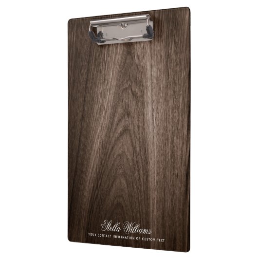 Eleganter dunkelbrauner individuelle Name aus Eich Klemmbrett (Links)