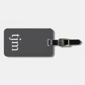 Eleganter dunkelgrau weißer, feiner QR-Code Gepäckanhänger (Vorderseite horizontal)