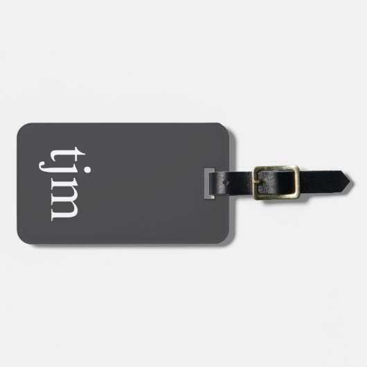 Eleganter dunkelgrau weißer, feiner QR-Code Gepäckanhänger (Vorderseite horizontal)