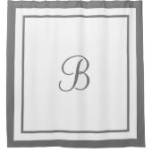 Eleganter dunkelgrauer Border Script Monogram Lett Duschvorhang (Vorderseite)