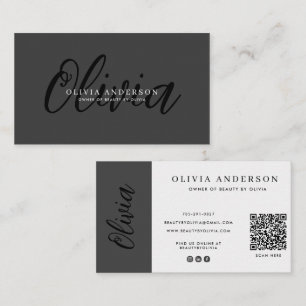 Eleganter dunkelgrauer handgeschriebener Schriftna Visitenkarte