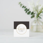 Eleganter dunkelgrauer Kreis Goldener Friseur Quadratische Visitenkarte (Stehend Vorderseite)