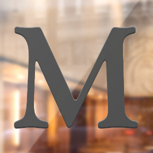 Eleganter, dunkelgrauer Monogramm-Letter Fensteraufkleber