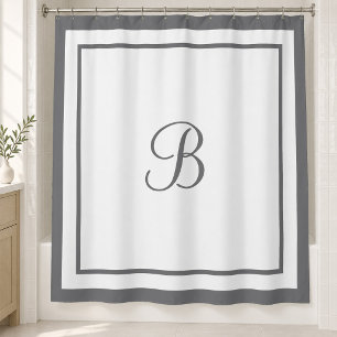 Eleganter dunkelgrauer Rand Schriftzug-Monogrammbu Duschvorhang