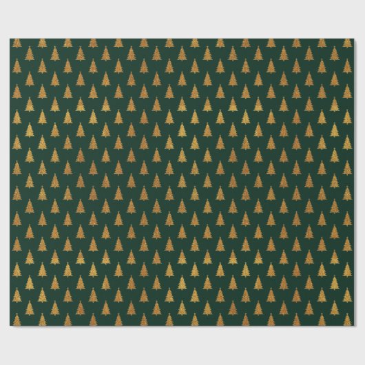 Eleganter dunkelgrüner Glitzer Weihnachtsbäume Geschenkpapier (Flach)