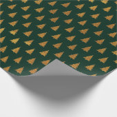 Eleganter dunkelgrüner Glitzer Weihnachtsbäume Geschenkpapier (Ecke)