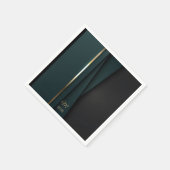Eleganter, dunkelgrüner Goldmonogramm-Name Serviette (Ecke)