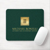 Eleganter dunkelgrüner Leder Luxus Gold Logo NAME Mousepad (Mit Mouse)