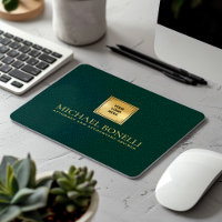 Eleganter dunkelgrüner Leder Luxus Gold Logo NAME