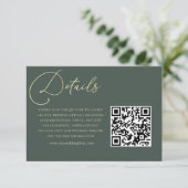 Eleganter dunkelgrüner und goldener QR-Code für Ho Begleitkarte (Stehend Vorderseite)