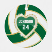 Eleganter Dunkelgrüner, Weiß und Gold Volleyball Ornament Aus Metall (Vorderseite)