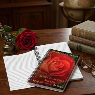 Eleganter Dunkelroter Rosen Botanischer Blumenplan Planer
