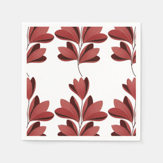 Eleganter dunkelroter stilisierter Blumenast Serviette