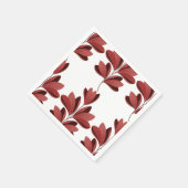 Eleganter dunkelroter stilisierter Blumenast Serviette (Ecke)