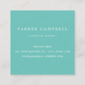 Eleganter dunkler aquamariner Rand beruflich minim Quadratische Visitenkarte (Rückseite)