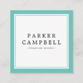 Eleganter dunkler aquamariner Rand beruflich minim Quadratische Visitenkarte (Vorderseite)