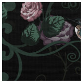 Eleganter dunkler Blumengarten mit Hummingbirds Ro Stoff (Nahaufnahme)