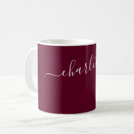 Eleganter dunkler Burgunder-Farbname personalisier Kaffeetasse
