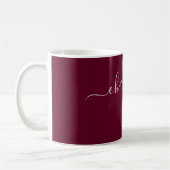 Eleganter dunkler Burgunder-Farbname personalisier Kaffeetasse (Links)