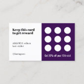 Eleganter dunkler Lila Weißsalon Treuekarte (Vorderseite)