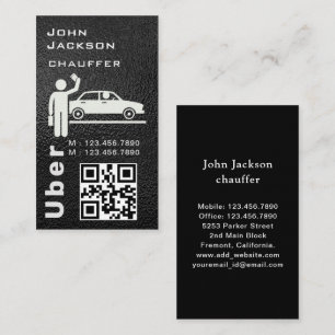 Eleganter Dunkler Taxi Fahrer/Chauffeur QR Code Visitenkarte