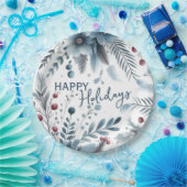Eleganter dunkler Teal-Blau-Rot-Blumen-Weihnachtsk Pappteller (Party)