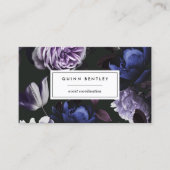 Eleganter Dunkler Violet Floral QR Code Visitenkarte (Vorderseite)