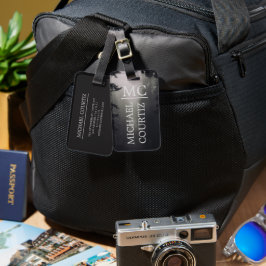 Eleganter dunkler Wald Mit Monogramm personalisier Gepäckanhänger