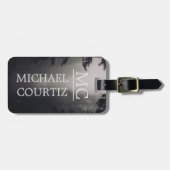 Eleganter dunkler Wald Mit Monogramm personalisier Gepäckanhänger (Vorderseite horizontal)