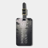 Eleganter dunkler Wald Mit Monogramm personalisier Gepäckanhänger (Vorderseite vertikal)