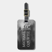 Eleganter dunkler Wald Mit Monogramm personalisier Gepäckanhänger (Vorderseite vertikal)