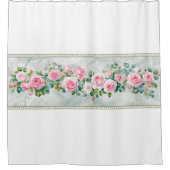 Eleganter Duschvorhang mit rosa Rosenblumen (Vorderseite)
