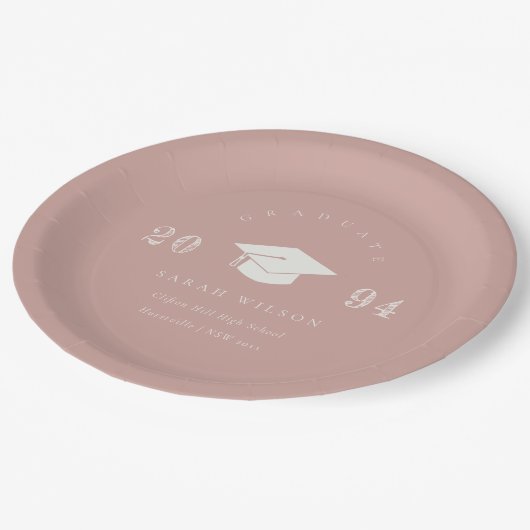 Eleganter Dusky Blush Pink Minimal Einfacher Absch Pappteller (Schrägansicht)