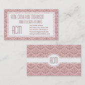 Eleganter düsterer Rosen-Rosa-Damast weiblich Visitenkarte (Vorne/Hinten)