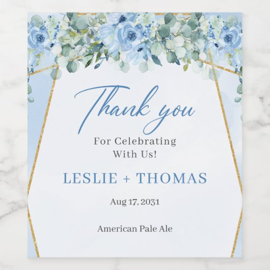 Eleganter dustiger blauer Eukalyptus in Aquarellfa Weinetikett (Einzelnes Label)