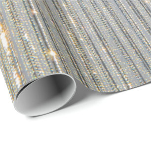 Eleganter Dusty Blue Gold & Silver Glitzer Abstrak Geschenkpapier