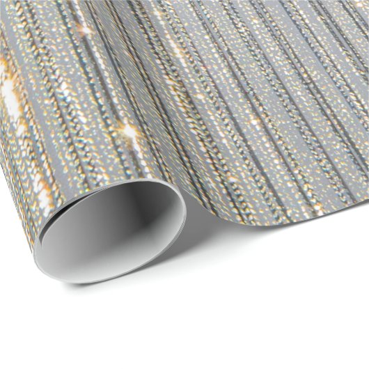 Eleganter Dusty Blue Gold & Silver Glitzer Abstrak Geschenkpapier (Rolleneckpunkt)