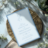 Eleganter Dusty Blue Monogram Wedding Frame Einladung