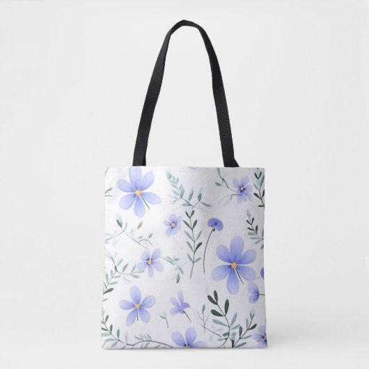 Eleganter Dusty Blue Wildblumen Riese Tasche (Vorderseite)