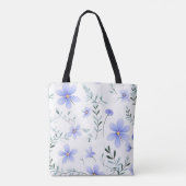 Eleganter Dusty Blue Wildblumen Riese Tasche (Rückseite)