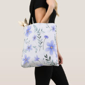 Eleganter Dusty Blue Wildblumen Riese Tasche (Von Nahem)