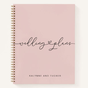 Eleganter Dusty-Pink-Hochzeitsplanungs-Notizbuch m Notizblock