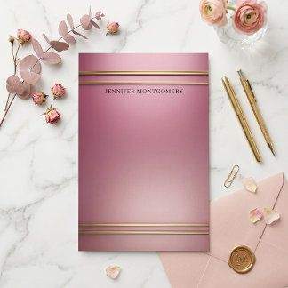 Eleganter Dusty Rose Farbverlauf Goldfolie Streife Briefpapier
