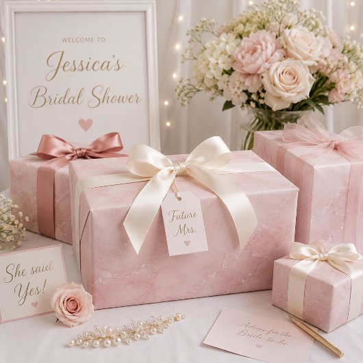 Eleganter Dusty Rose Marmor Geschenkpapier