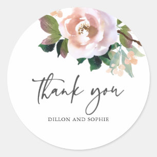Eleganter Dusty Rose Watercolor Hochzeitsaufkleber Runder Aufkleber