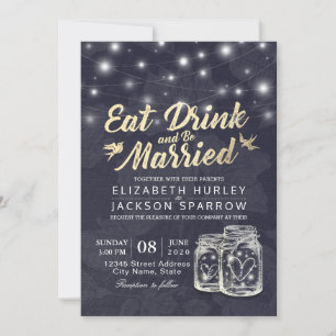 Eleganter EAT Drink & Be Verheiratet Hochzeiten Ei Einladung