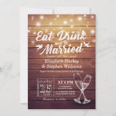 Eleganter EAT Drink & Be Verheiratet Hochzeiten Ei Einladung (Vorderseite)