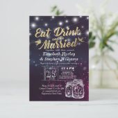 Eleganter EAT Drink & Be Verheiratet Hochzeiten Ei Einladung (Stehend Vorderseite)